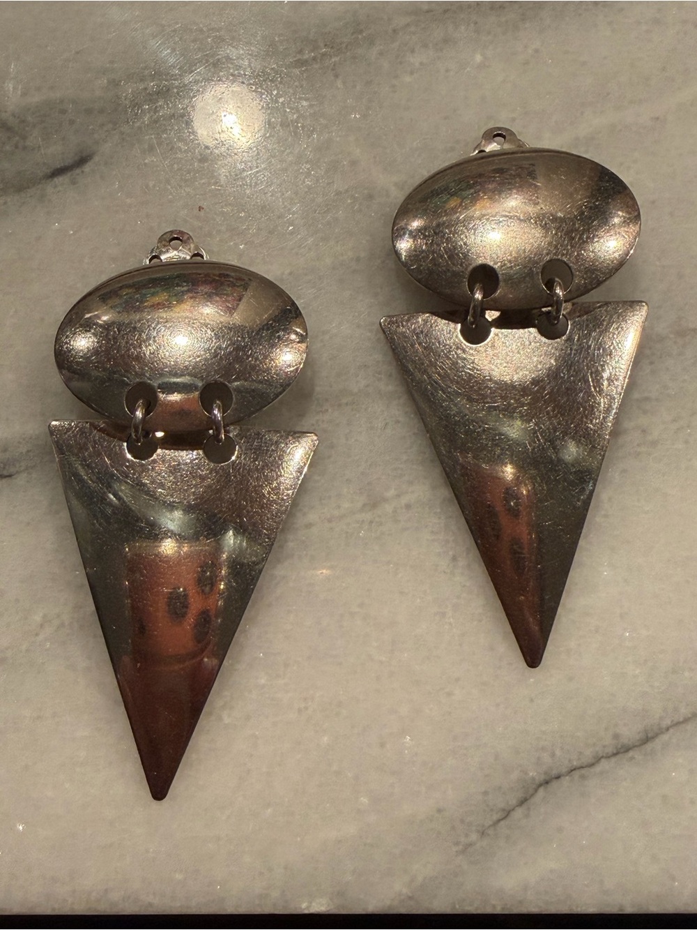 Sterling Silver Geometric Triangle Drop Earrings
